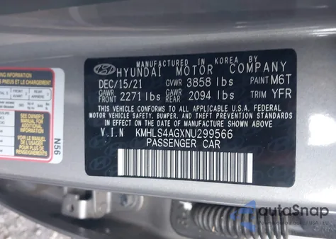 2022 Hyundai Elantra Sel из США, поврежденный, VIN KMHLS4AGXNU299566